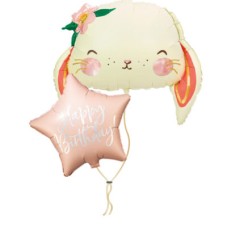 Bunch of cute bunny rabbit 'Happy Birthday' balloons